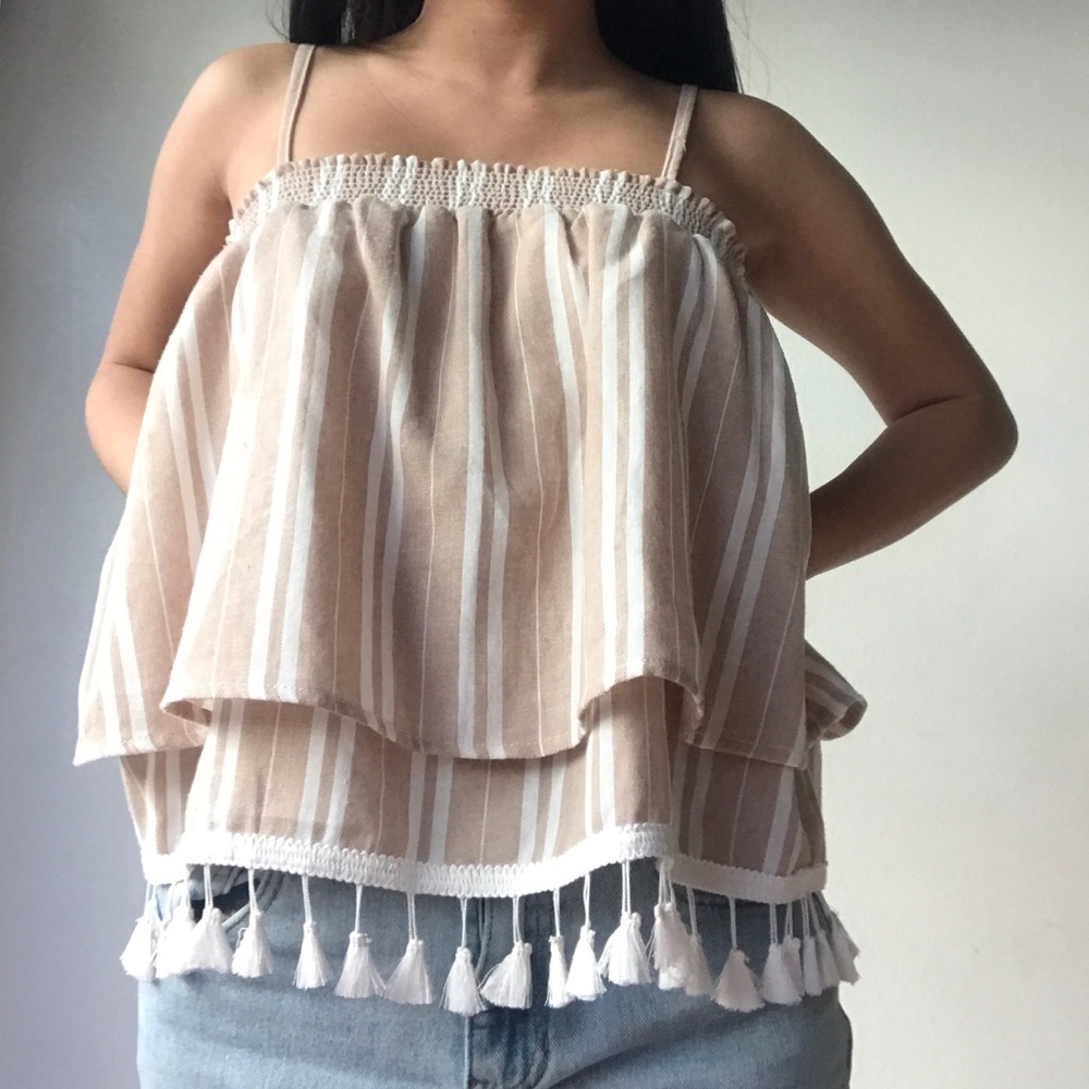 JACK by BB Dakota tan, stripped tank top/blouse